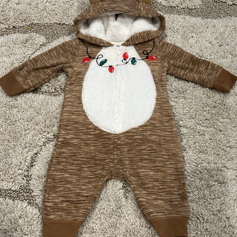 Carter's Brown Festive Hooded Footie
